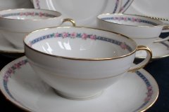 AHRENFELDT ROSES IN BLUE BAND- CUP & SAUCER.....   http://jaapiesfinechinastore.com