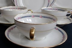 AHRENFELDT ROSES IN BLUE BAND- CUP & SAUCER.....   http://jaapiesfinechinastore.com