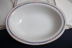 AHRENFELDT ROSES IN BLUE BAND-  OVAL SERVING   BOWL   .....   http://jaapiesfinechinastore.com