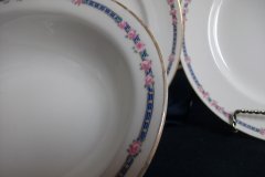 AHRENFELDT ROSES IN BLUE BAND-  OVAL SERVING   BOWL   .....   http://jaapiesfinechinastore.com