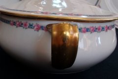 AHRENFELDT ROSES IN BLUE BAND-  OVAL COVERED SERVING   BOWL   .....   http://jaapiesfinechinastore.com