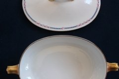 AHRENFELDT ROSES IN BLUE BAND-  OVAL COVERED SERVING   BOWL   .....   http://jaapiesfinechinastore.com