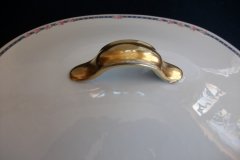 AHRENFELDT ROSES IN BLUE BAND-  OVAL COVERED SERVING   BOWL   .....   http://jaapiesfinechinastore.com