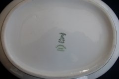 AHRENFELDT ROSES IN BLUE BAND-  OVAL COVERED SERVING   BOWL   .....   http://jaapiesfinechinastore.com