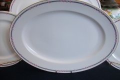 AHRENFELDT ROSES IN BLUE BAND-  OVAL  SERVING   PLATTER 16 1/2"   .....   http://jaapiesfinechinastore.com