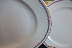 AHRENFELDT ROSES IN BLUE BAND-  OVAL  SERVING   PLATTER 16 1/2"   .....   http://jaapiesfinechinastore.com