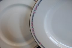 AHRENFELDT ROSES IN BLUE BAND-  OVAL  SERVING   PLATTER 16 1/2"   .....   http://jaapiesfinechinastore.com
