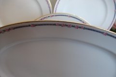 AHRENFELDT ROSES IN BLUE BAND-  OVAL  SERVING   PLATTER 16 1/2"   .....   http://jaapiesfinechinastore.com