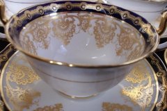 AYNSLEY 13077 COBALT & GOLD-  SOUP CUP & SAUCER   .....   http://jaapiesfinechinastore.com