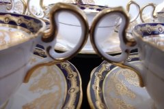 AYNSLEY 13077 COBALT & GOLD-  SOUP CUP & SAUCER   .....   http://jaapiesfinechinastore.com