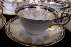 AYNSLEY 13077 COBALT & GOLD-  SOUP CUP & SAUCER   .....   http://jaapiesfinechinastore.com