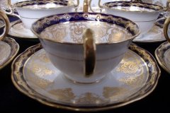 AYNSLEY 13077 COBALT & GOLD-  SOUP CUP & SAUCER   .....   http://jaapiesfinechinastore.com