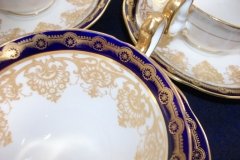 AYNSLEY 13077 COBALT & GOLD-  SOUP CUP & SAUCER   .....   http://jaapiesfinechinastore.com
