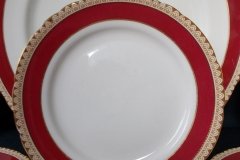 AYNSLEY #3777 RED BAND, BROWN DECOR RIM,  GILT -  BREAD & BUTTER PLATE  .....   http://jaapiesfinechinastore.com
