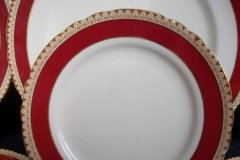 AYNSLEY #3777 RED BAND, BROWN DECOR RIM,  GILT -  BREAD & BUTTER PLATE  .....   http://jaapiesfinechinastore.com