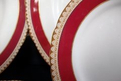 AYNSLEY #3777 RED BAND, BROWN DECOR RIM,  GILT -  BREAD & BUTTER PLATE  .....   http://jaapiesfinechinastore.com