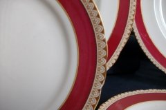 AYNSLEY #3777 RED BAND, BROWN DECOR RIM,  GILT -  BREAD & BUTTER PLATE  .....   http://jaapiesfinechinastore.com