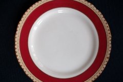 AYNSLEY #3777 RED BAND, BROWN DECOR RIM,  GILT -  BREAD & BUTTER PLATE  .....   http://jaapiesfinechinastore.com