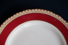 AYNSLEY #3777 RED BAND, BROWN DECOR RIM,  GILT -  BREAD & BUTTER PLATE  .....   http://jaapiesfinechinastore.com