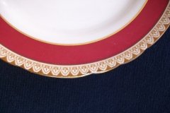 AYNSLEY #3777 RED BAND, BROWN DECOR RIM,  GILT -  BREAD & BUTTER PLATE  .....   http://jaapiesfinechinastore.com