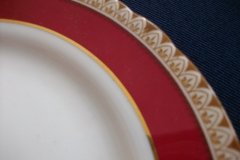 AYNSLEY #3777 RED BAND, BROWN DECOR RIM,  GILT -  BREAD & BUTTER PLATE  .....   http://jaapiesfinechinastore.com