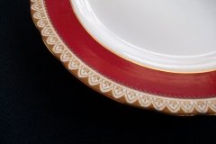 AYNSLEY #3777 RED BAND, BROWN DECOR RIM,  GILT -  BREAD & BUTTER PLATE  .....   http://jaapiesfinechinastore.com