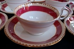 AYNSLEY #3777 RED BAND, BROWN DECOR RIM,  GILT -  CUP & SAUCER   .....   http://jaapiesfinechinastore.com