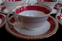 AYNSLEY #3777 RED BAND, BROWN DECOR RIM,  GILT -  CUP & SAUCER   .....   http://jaapiesfinechinastore.com