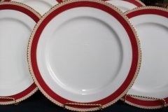 AYNSLEY #3777 RED BAND, BROWN DECOR RIM,  GILT -  DINNER PLATE  .....   http://jaapiesfinechinastore.com
