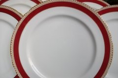 AYNSLEY #3777 RED BAND, BROWN DECOR RIM,  GILT -  DINNER PLATE  .....   http://jaapiesfinechinastore.com