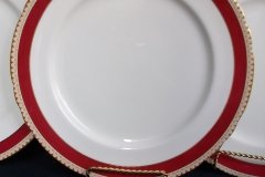 AYNSLEY #3777 RED BAND, BROWN DECOR RIM,  GILT -  DINNER PLATE  .....   http://jaapiesfinechinastore.com
