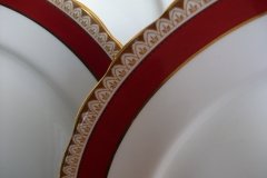 AYNSLEY #3777 RED BAND, BROWN DECOR RIM,  GILT -  DINNER PLATE  .....   http://jaapiesfinechinastore.com