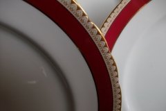 AYNSLEY #3777 RED BAND, BROWN DECOR RIM,  GILT -  DINNER PLATE  .....   http://jaapiesfinechinastore.com