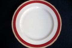AYNSLEY #3777 RED BAND, BROWN DECOR RIM,  GILT -  DINNER PLATE  .....   http://jaapiesfinechinastore.com