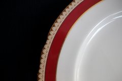 AYNSLEY #3777 RED BAND, BROWN DECOR RIM,  GILT -  DINNER PLATE  .....   http://jaapiesfinechinastore.com