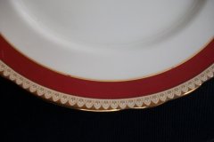 AYNSLEY #3777 RED BAND, BROWN DECOR RIM,  GILT -  DINNER PLATE  .....   http://jaapiesfinechinastore.com