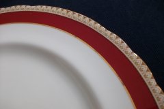 AYNSLEY #3777 RED BAND, BROWN DECOR RIM,  GILT -  DINNER PLATE  .....   http://jaapiesfinechinastore.com