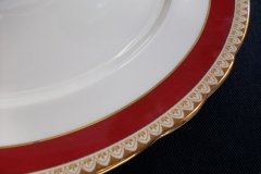AYNSLEY #3777 RED BAND, BROWN DECOR RIM,  GILT -  DINNER PLATE  .....   http://jaapiesfinechinastore.com