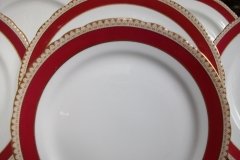 AYNSLEY #3777 RED BAND, BROWN DECOR RIM,  GILT -  SALAD PLATE  .....   http://jaapiesfinechinastore.com