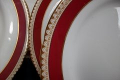 AYNSLEY #3777 RED BAND, BROWN DECOR RIM,  GILT -  SALAD PLATE  .....   http://jaapiesfinechinastore.com