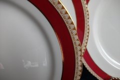 AYNSLEY #3777 RED BAND, BROWN DECOR RIM,  GILT -  SALAD PLATE  .....   http://jaapiesfinechinastore.com