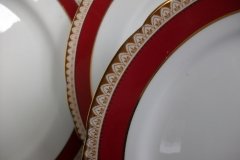 AYNSLEY #3777 RED BAND, BROWN DECOR RIM,  GILT -  SALAD PLATE  .....   http://jaapiesfinechinastore.com