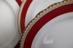 AYNSLEY #3777 RED BAND, BROWN DECOR RIM,  GILT -  SALAD PLATE  .....   http://jaapiesfinechinastore.com