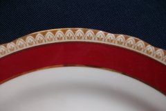 AYNSLEY #3777 RED BAND, BROWN DECOR RIM,  GILT -  SALAD PLATE  .....   http://jaapiesfinechinastore.com