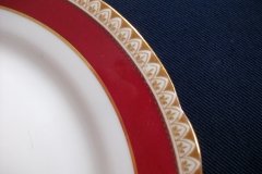 AYNSLEY #3777 RED BAND, BROWN DECOR RIM,  GILT -  SALAD PLATE  .....   http://jaapiesfinechinastore.com