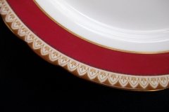 AYNSLEY #3777 RED BAND, BROWN DECOR RIM,  GILT -  SALAD PLATE  .....   http://jaapiesfinechinastore.com