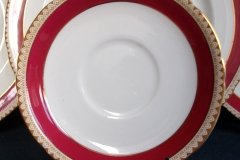 AYNSLEY #3777 RED BAND, BROWN DECOR RIM,  GILT -  SAUCER for SOUP BOWL  .....   http://jaapiesfinechinastore.com