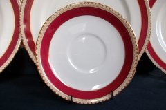 AYNSLEY #3777 RED BAND, BROWN DECOR RIM,  GILT -  SAUCER for SOUP BOWL  .....   http://jaapiesfinechinastore.com