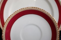 AYNSLEY #3777 RED BAND, BROWN DECOR RIM,  GILT -  SAUCER for SOUP BOWL  .....   http://jaapiesfinechinastore.com