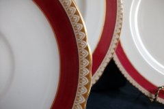 AYNSLEY #3777 RED BAND, BROWN DECOR RIM,  GILT -  SAUCER for SOUP BOWL  .....   http://jaapiesfinechinastore.com